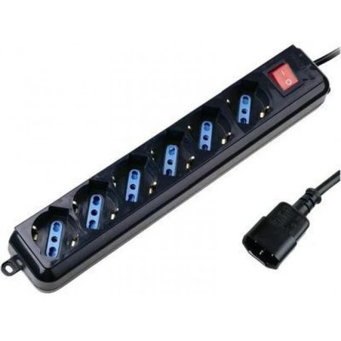 Πολύπριζο Ασφαλείας Techly 6 Sockets Black with VDE Plug IUPS-PCP-6V