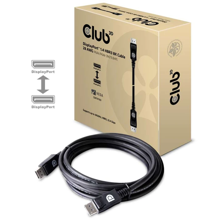 Καλώδιο DisplayPort Club 3D 1.4 HBR3 8K 28AWG M/M 3m /9.84ft