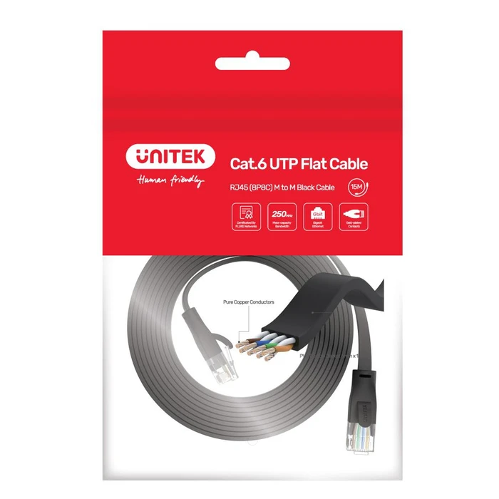 Καλώδιο Δικτύου Unitek Cat 6 UTP RJ45 (8P8C) Flat Ethernet 5m