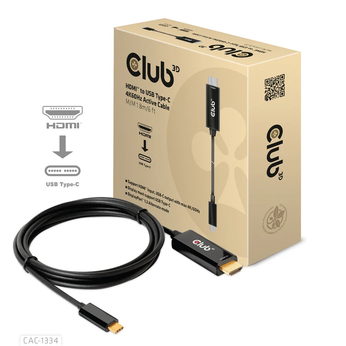 Καλώδιο HDMI Club 3D to USB Type-C 4K60Hz Active M/M 1.8m/6 ft