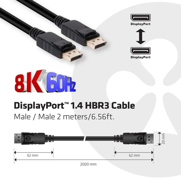 Καλώδιο DisplayPort Club 3D 1.4 HBR3 2m/6.56ft M/M 8K60Hz