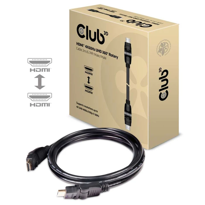 Καλώδιο HDMI Club 3D 2.0 4K60Hz UHD 360 Degree Rotary 2m