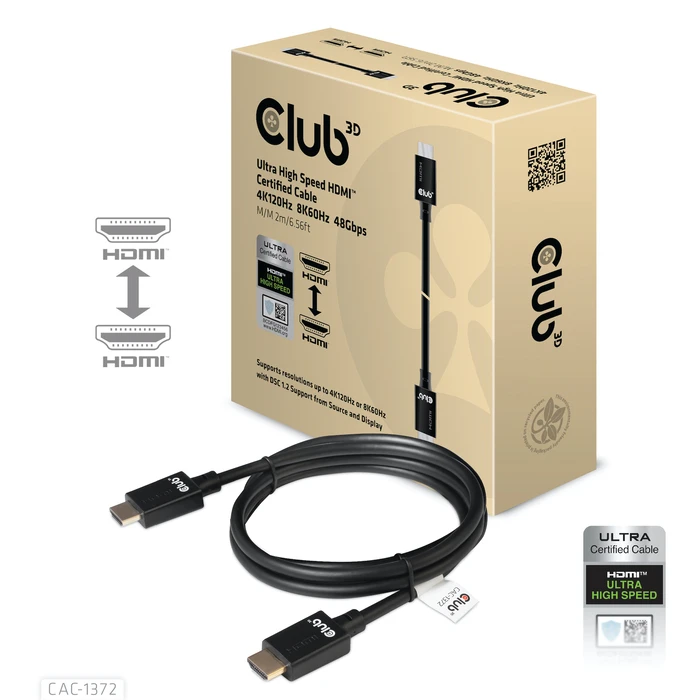 Καλώδιο HDMI Club 3D Ultra High Speed HDMI2.1 10K 120Hz 48Gbps M/M 2 m./6.56 ft.