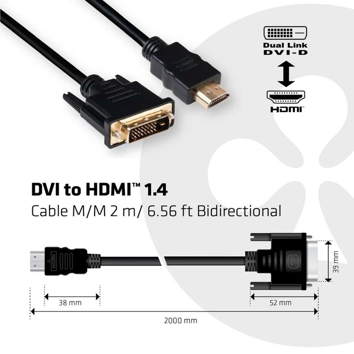 Καλώδιο HDMI Club 3D to DVI 1.4 M/M 2m/ 6.56ft Bidirectional