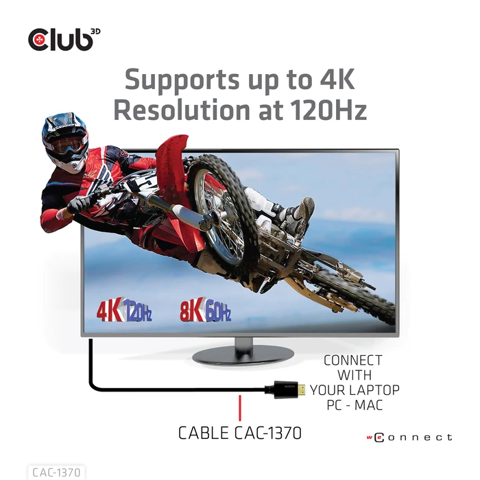Καλώδιο HDMI Club 3D Ultra High Speed 4K120Hz, 8K60Hz Certified 48Gbps M/M 1.5 m/4.92 ft