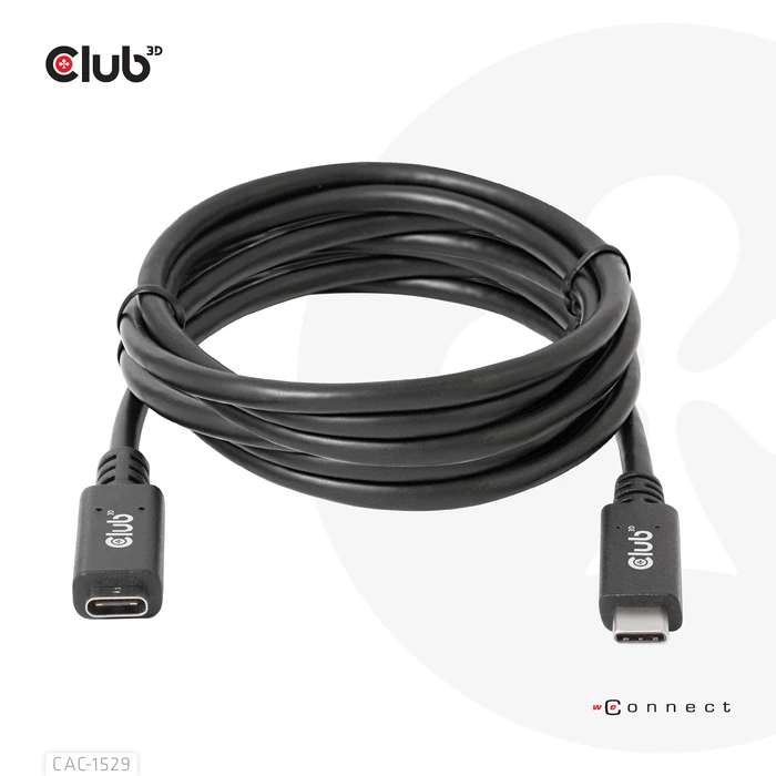Καλώδιο USB Club 3D CAC-1529 USB Gen1 Type-C 5Gbps 60W(20V/3A) 4K60Hz M/F 2m