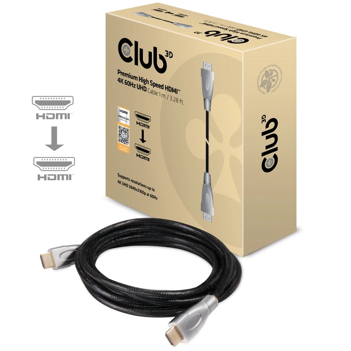 Καλώδιο HDMI Club 3D Premium High Speed 2.0 4K60Hz UHD 1 m