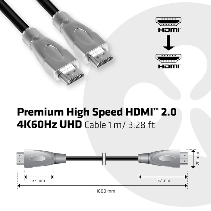 Καλώδιο HDMI Club 3D Premium High Speed 2.0 4K60Hz UHD 1 m