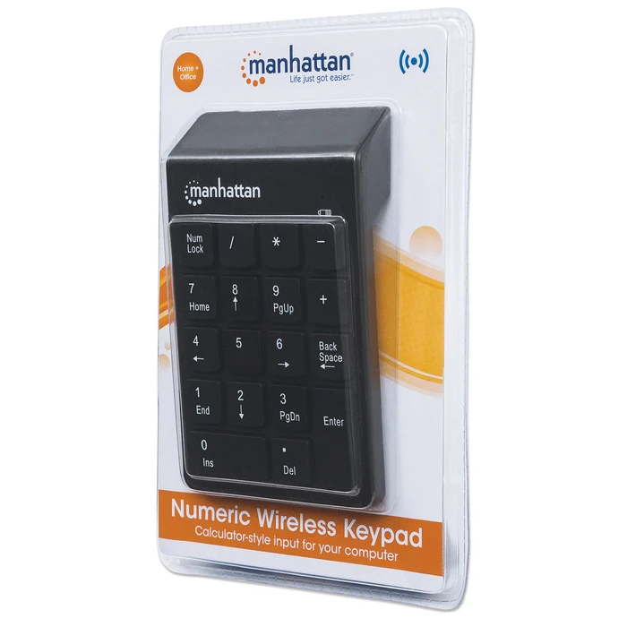 Πληκτρολόγιο Ασύρματο Manhattan Numeric Keypad, USB-A Micro Receiver, Black, AAA Battery (included), Windows and Mac, Blister