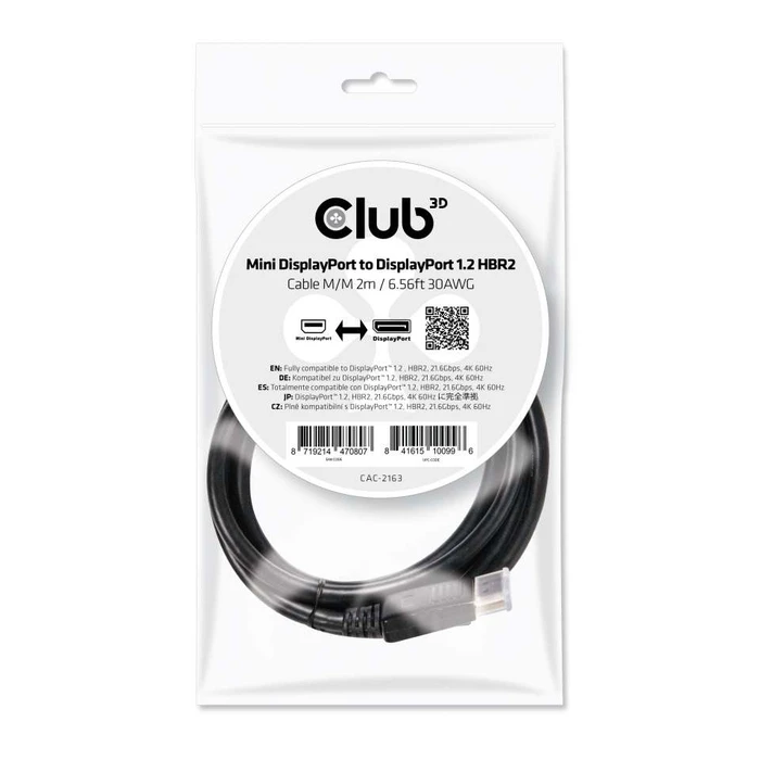 Καλώδιο DisplayPort Club 3D CAC-2163 Mini DisplayPort 1.2 M/M 2 m 4K60Hz