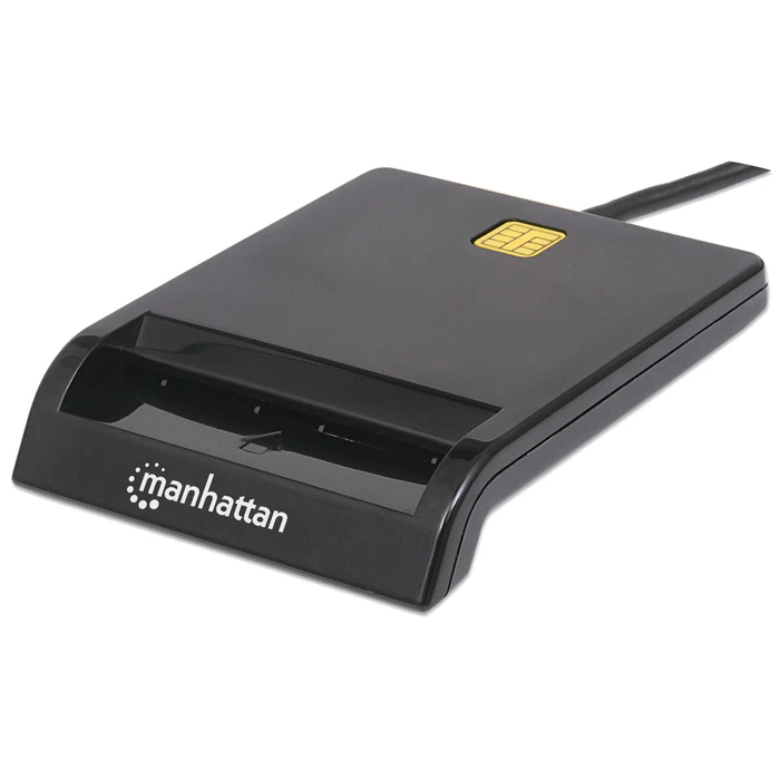 Card Reader Manhattan USB-A Contact Smart 12 Mbps,Windows or Mac, Cable 105cm, Black
