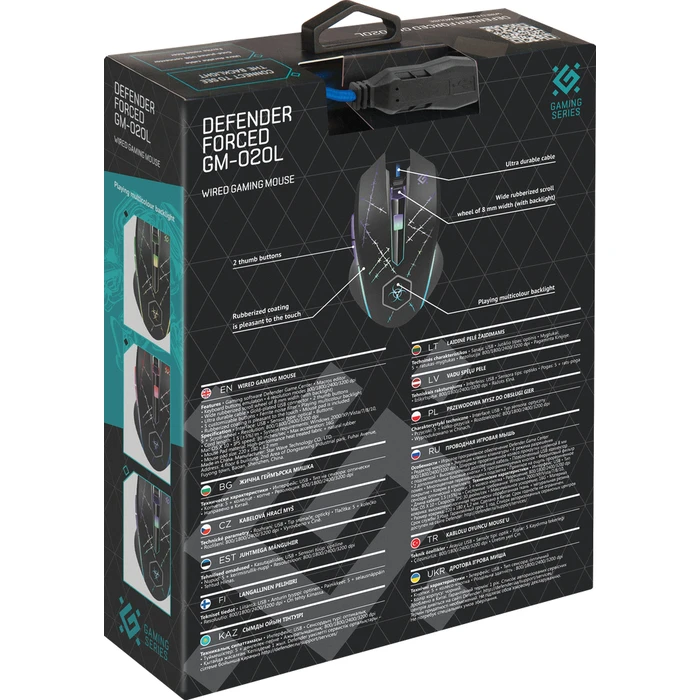 Ποντίκι Gaming Ενσύρματο Defender Forced GM-020L Ambidextrous USB Type-A Optical 3200 DPI