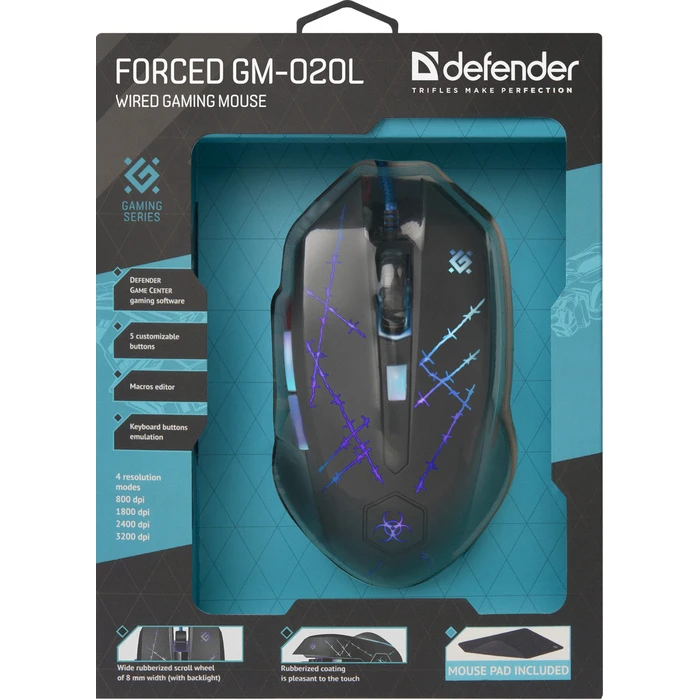 Ποντίκι Gaming Ενσύρματο Defender Forced GM-020L Ambidextrous USB Type-A Optical 3200 DPI