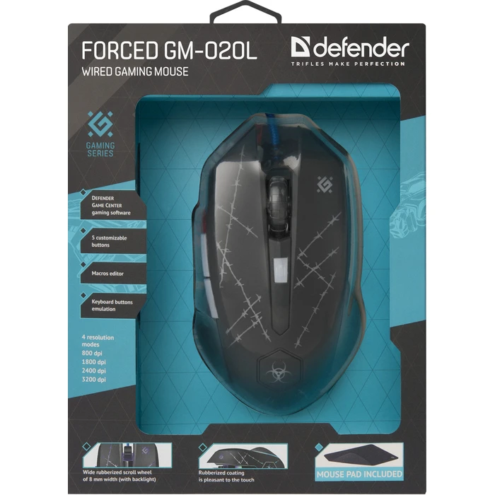 Ποντίκι Gaming Ενσύρματο Defender Forced GM-020L Ambidextrous USB Type-A Optical 3200 DPI