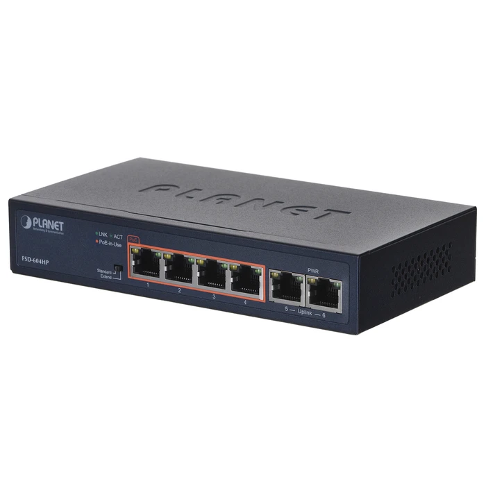 Network Switch Planet FSD-604HP network Unmanaged Fast Ethernet (10/100) (PoE) Blue