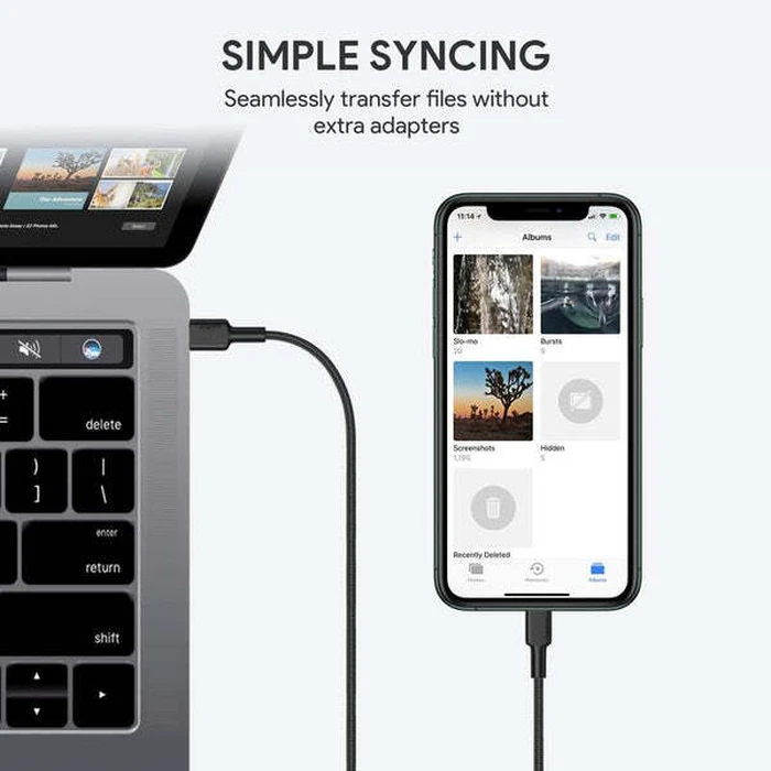 Καλώδιο Lightning Aukey CB-CL02 Quick Charge USB C-Lightning 1.2m Black