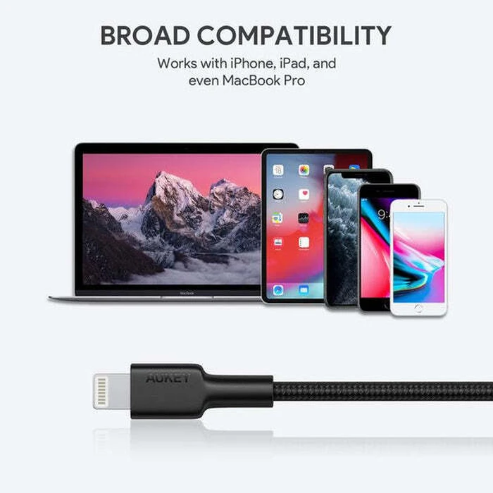 Καλώδιο Lightning Aukey CB-CL02 Quick Charge USB C-Lightning 1.2m Black