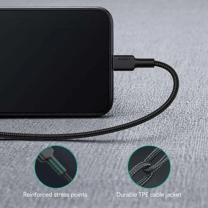 Καλώδιο Lightning Aukey CB-CL02 Quick Charge USB C-Lightning 1.2m Black