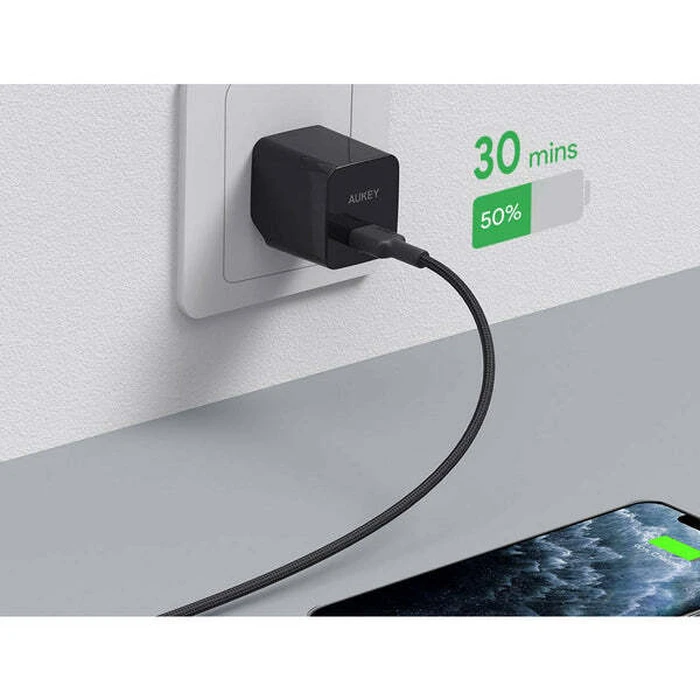 Καλώδιο Lightning Aukey CB-CL02 Quick Charge USB C-Lightning 1.2m Black