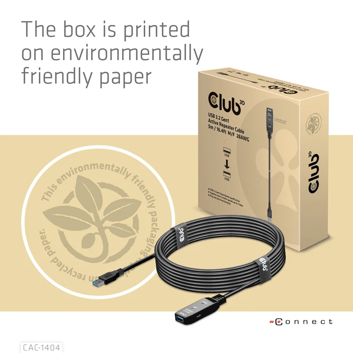 Καλώδιo USB Club 3D USB 3.2 Gen1 Active Repeater 5m/ 16.4 ft M/F 28AWG