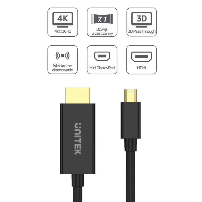Καλώδιο HDMI Unitek V1152A to miniDP 4K 30Hz 2m