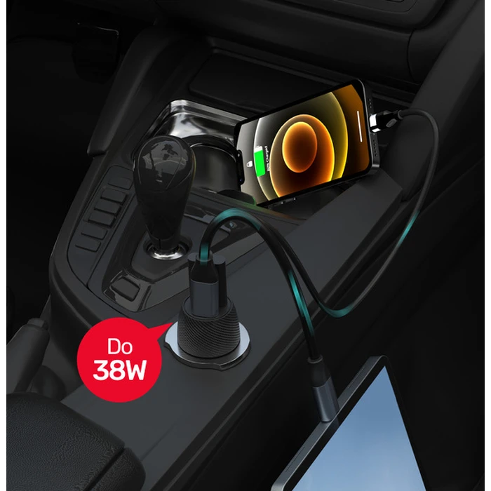 Φορτιστής Αυτοκινήτου Unitek 38W, USB-A USB-C, QC3.0, P1400A