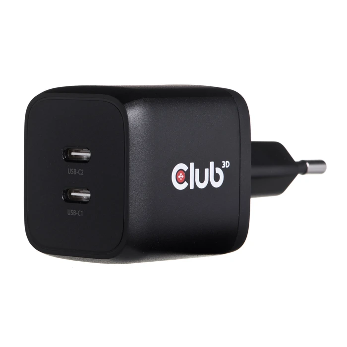 Φορτιστής Πρίζας Club 3D Travel PPS 45W GAN technology, Dual port USB Type-C, Power Delivery(PD) 3.0 Support Black