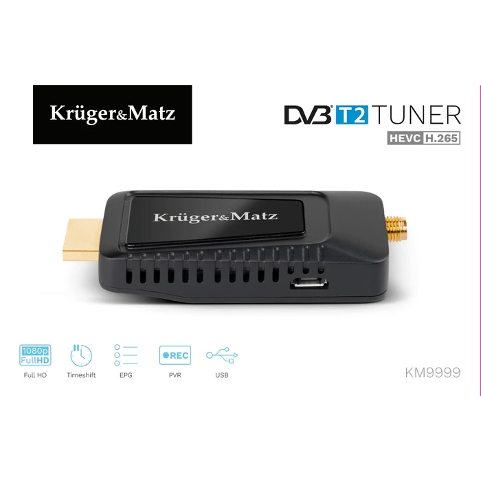 Ψηφιακός Δέκτης Kruger & Matz mini Tuner DVB-T2 H.265 HEVC KM9999