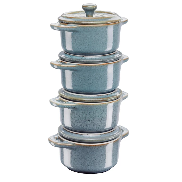 Σετ Μαγειρικά Σκεύη Zwilling Staub Mini Cocotte Round 4 pcs. - 200 ml 40508-160-0 Antique Turquoise