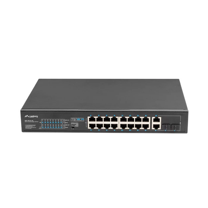 Network Switch Lanberg rack 19" POE+ 16x 100MB /2X COMBO GIGABIT ETHERNET 150W