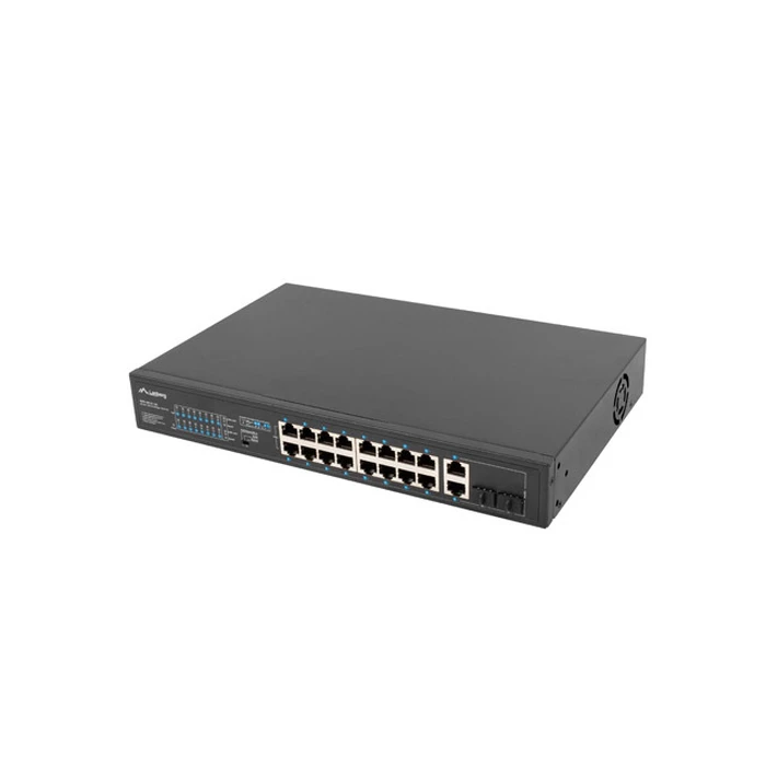 Network Switch Lanberg rack 19" POE+ 16x 100MB /2X COMBO GIGABIT ETHERNET 150W