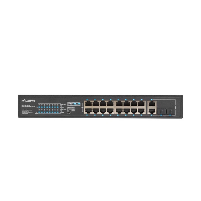 Network Switch Lanberg rack 19" POE+ 16x 100MB /2X COMBO GIGABIT ETHERNET 150W