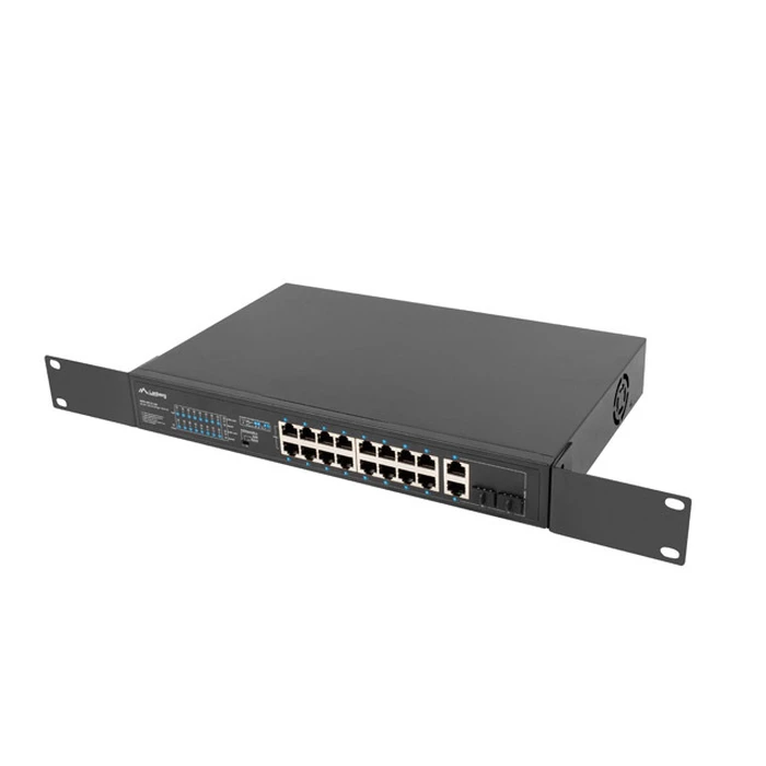 Network Switch Lanberg rack 19" POE+ 16x 100MB /2X COMBO GIGABIT ETHERNET 250W