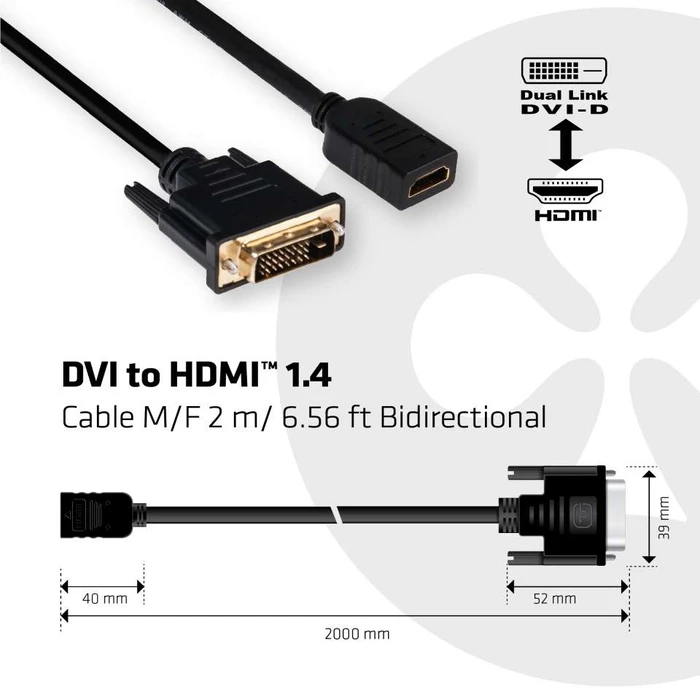 Καλώδιο DVI Club 3D to HDMI 1.4 M/F 2m/6.56ft Bidirectional