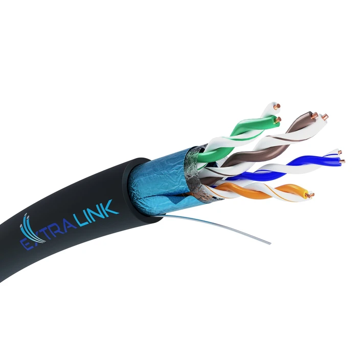 Καλώδιο Δικτύου Extralink CAT5E FTP (F/UTP) V2 OUTDOOR TWISTED PAIR 100M Black F/UTP (FTP)