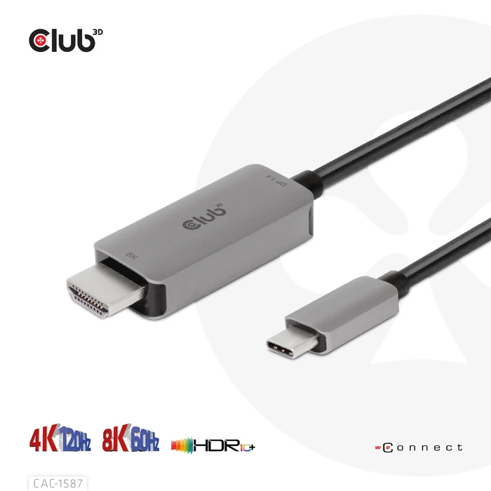 Καλώδιο HDMI Club 3D USB Gen2 Type-C 4K120Hz 8K60Hz HDR10 with DSC1.2 Active M/M 3m / 9.84ft