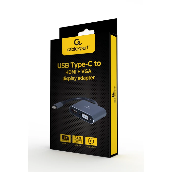 Αντάπτορας USB Cablexpert A-USB3C-HDMIVGA-01 0.15 m USB Type-C HDMI + VGA (D-Sub) Grey
