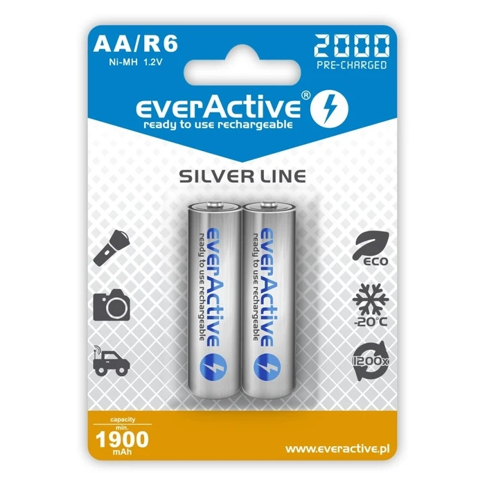 Επαναφορτιζόμενες Μπαταρίες Everactive Ni-MH R6 AA 2000 mAh Silver Line - 2 pieces