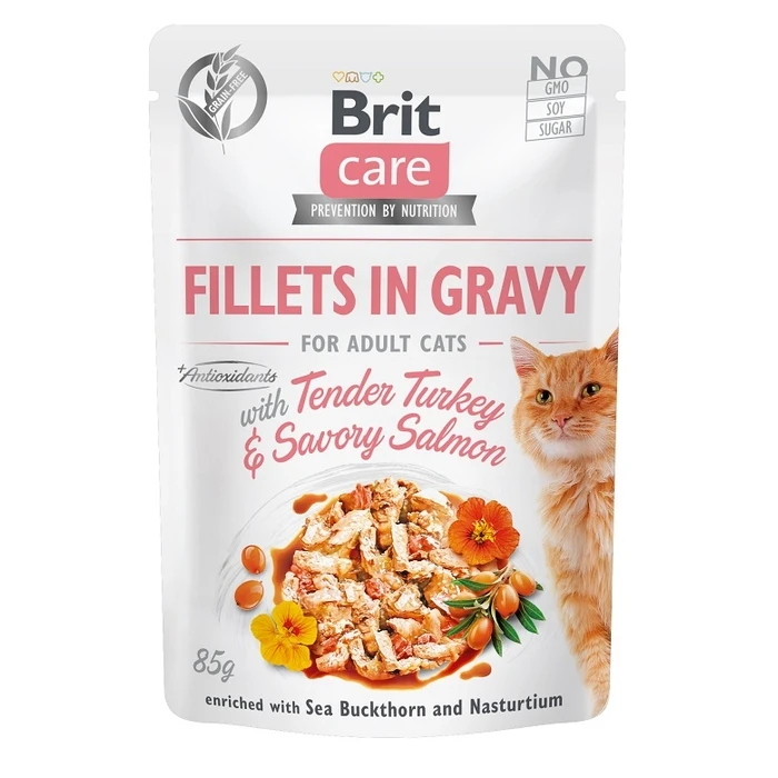 Υγρή Τροφή Γάτας Brit Care Cat Fillets In Gravy Turkey&Salmon 85g