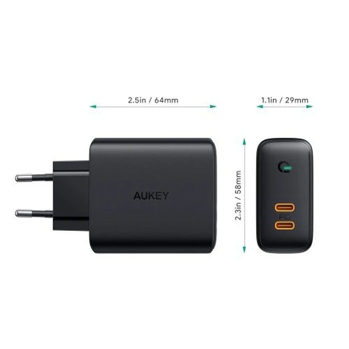 Φορτιστής Πρίζας Aukey PA-D2 36W Black Indoor
