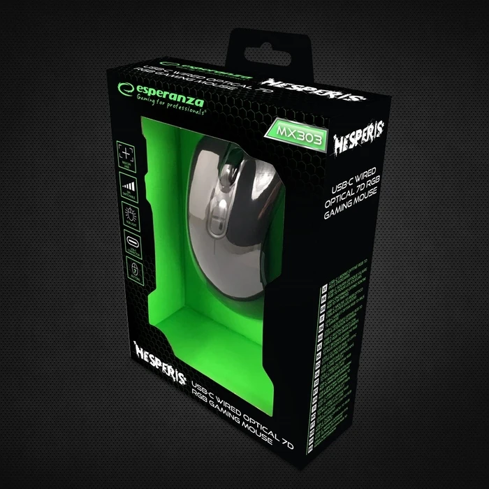 Ποντίκι Gaming Ενσύρματο Esperanza EGM303 Right-hand USB Type-C Optical 2400 DPI