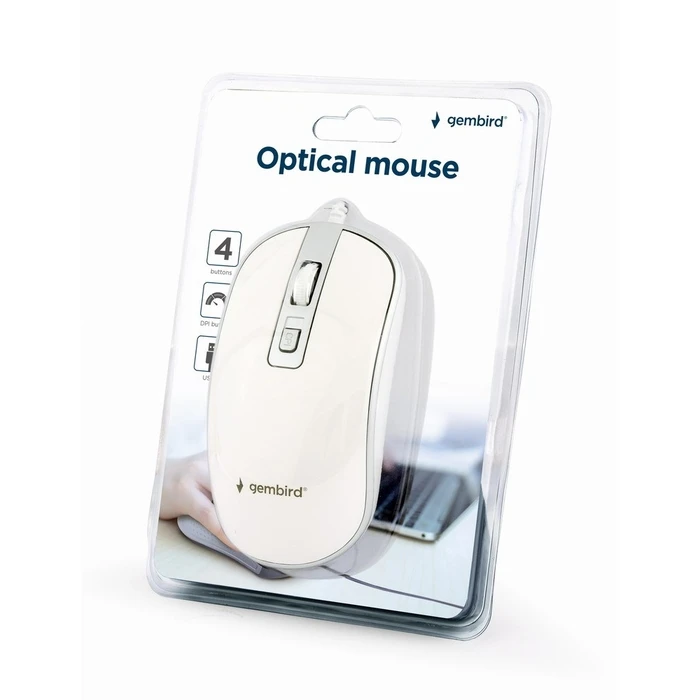 Ποντίκι Ενσύρματο Gembird MUS-4B-06-WS optical USB, 1200 DPI, white/silver