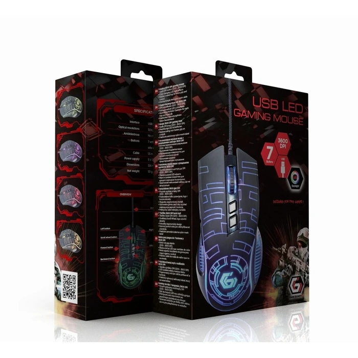 Ποντίκι Ενσύρματο Gembird MUSG-RGB-01 USB LED gaming 3600 DPI, black