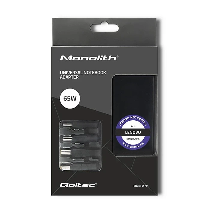 Φορτιστής Laptop 65W Qoltec 51761 designed for Lenovo ,4 plugs ,+power cable