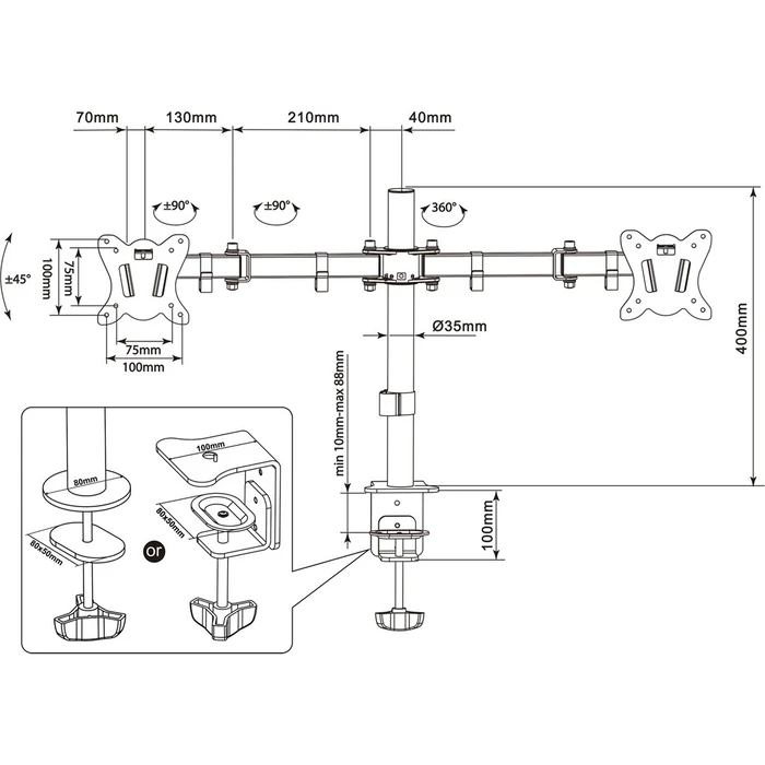 Βάση Monitor Montis Everest 13-27" MT015 (27") Black