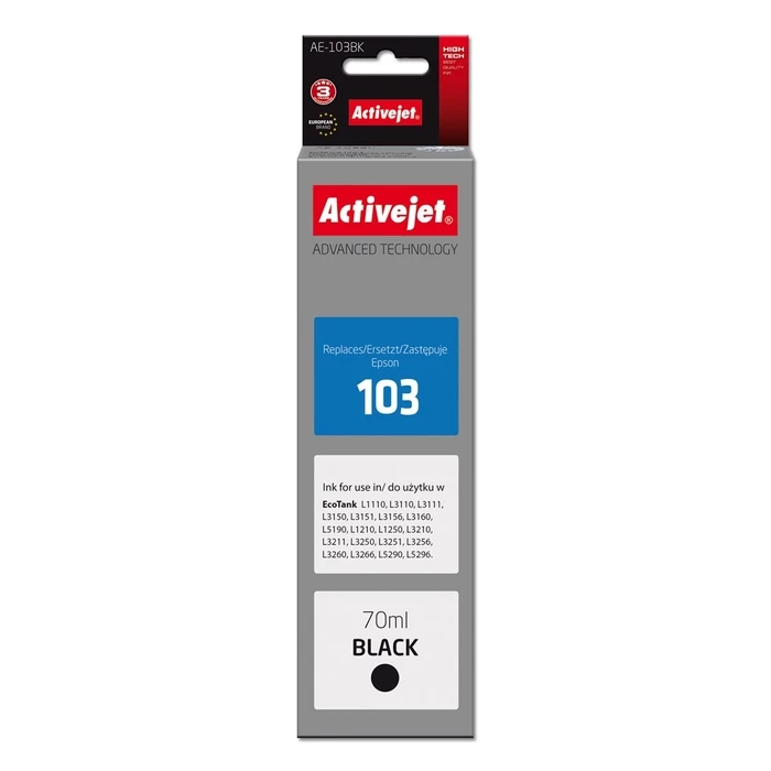 Μελάνι Συμβατό Activejet AE-103Bk Epson 103 C13T00S14A, 70 ml, black)