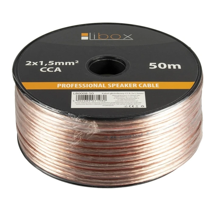 Καλώδιο Ηχείου Libox 2x1,50mm LB0008-50 audio 50 m Transparent