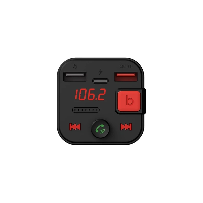 FM Transmitter Savio Bluetooth 5.3, QC 3.0 charger, LED display, Bass Boost, TR-15, black