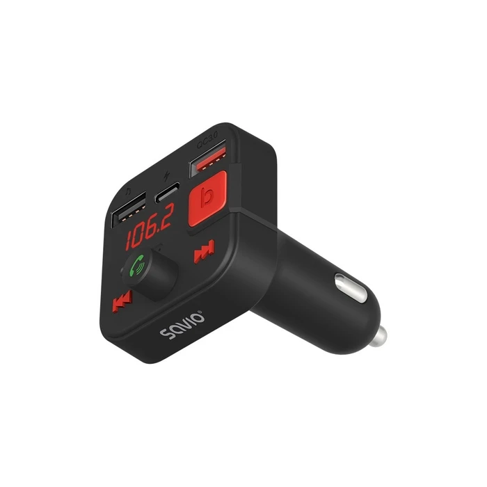 FM Transmitter Savio Bluetooth 5.3, QC 3.0 charger, LED display, Bass Boost, TR-15, black