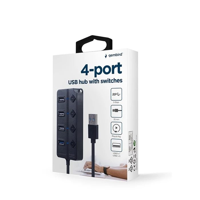 USB Hub Gembird UHB-U3P1U2P3P-01 4-port (1 x USB 3.1 + 3 x USB 2.0)